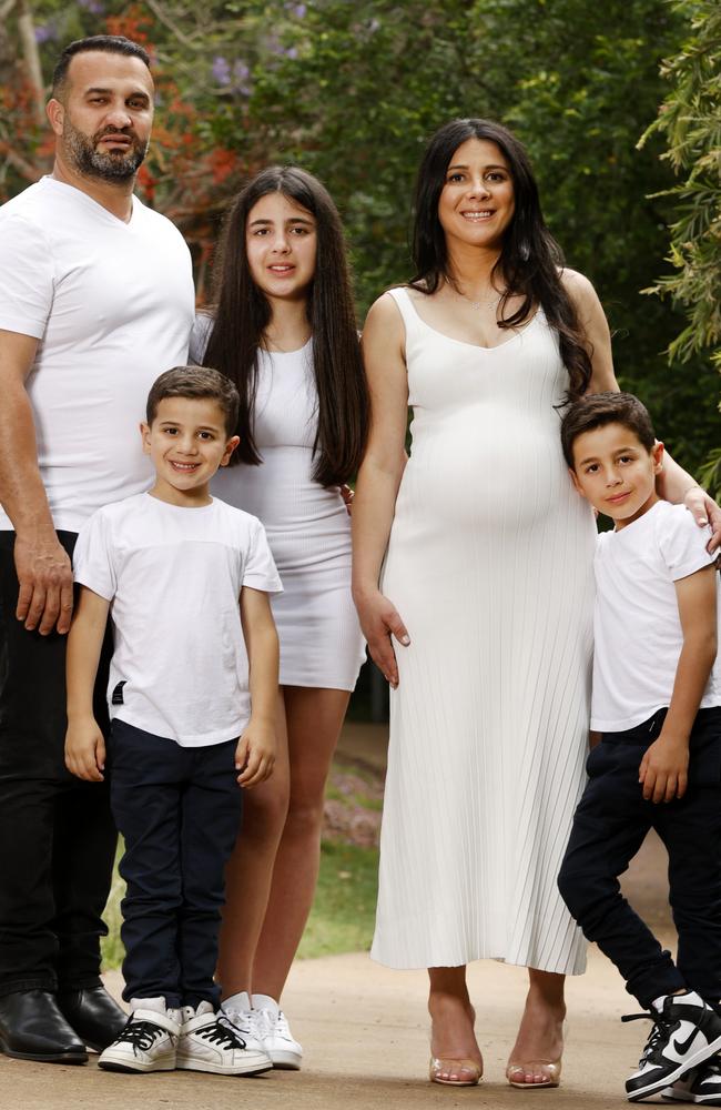 Leila Abdallah with her husband Danny and their children (from left) Michael, Liana and Alex, 7. Picture: Jonathan Ng