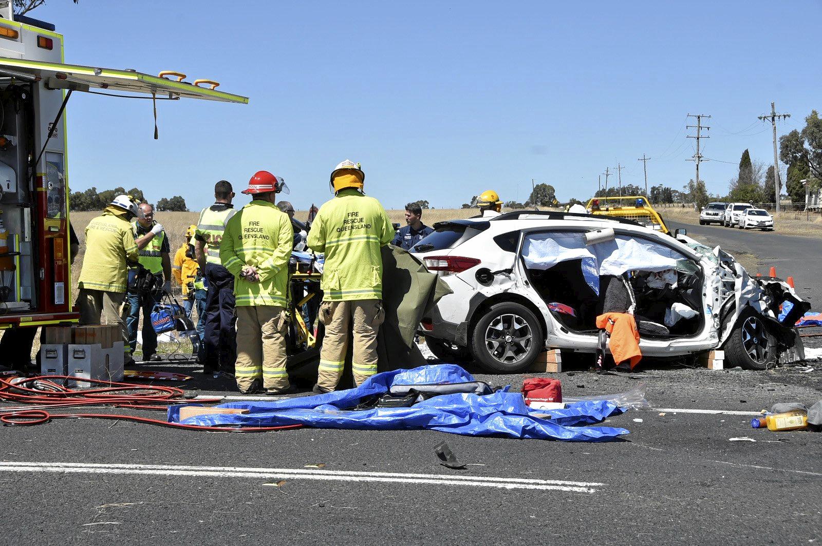 Fatal crash, involving a truck and two cars on Warrego Highway at the intersection Brimblecombe Road. September 2018. Picture: Bev Lacey