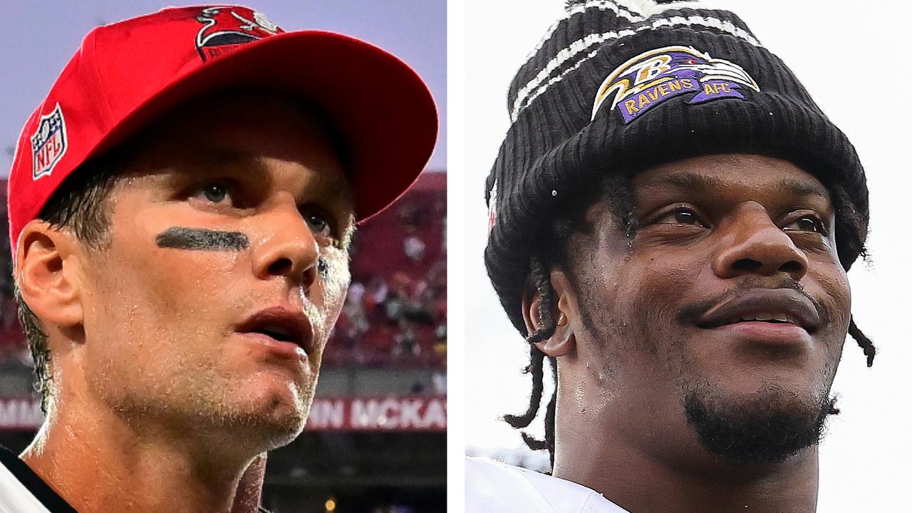 Tom Brady and Lamar Jackson have had very different seasons. Picture: Getty