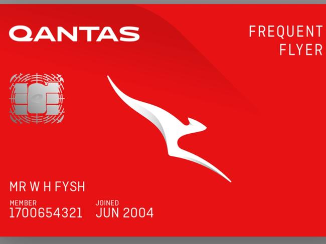 Qantas Frequent Flyer Card example. Picture: Supplied/Qantas.com