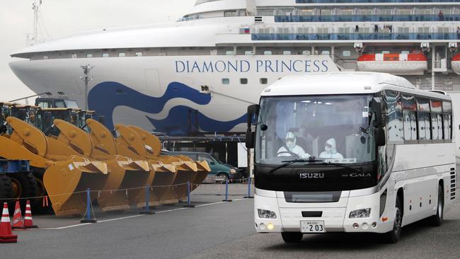 The Federal Government plans to evacuate Australian passengers aboard the coronavirus-struck Diamond Princess in Japan to Darwin. Picture: Kyodo/via Reuters