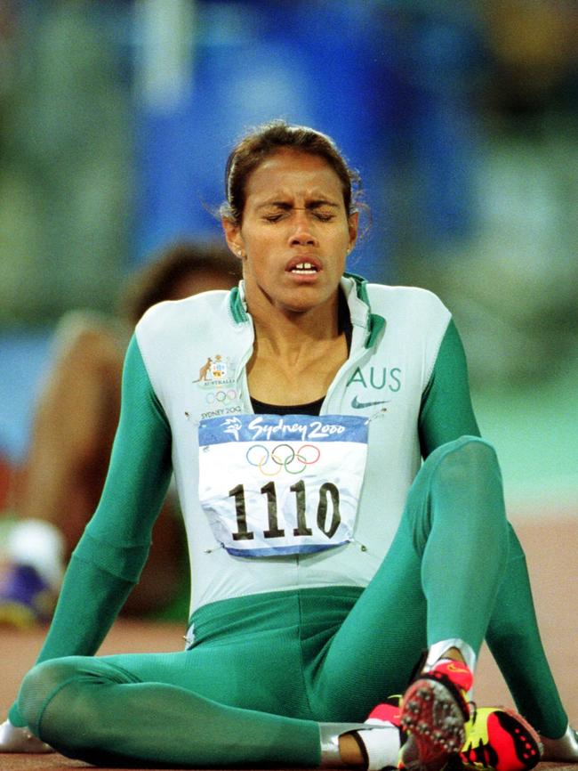 Cathy Freeman in the moments after her win. Picture: David Caird