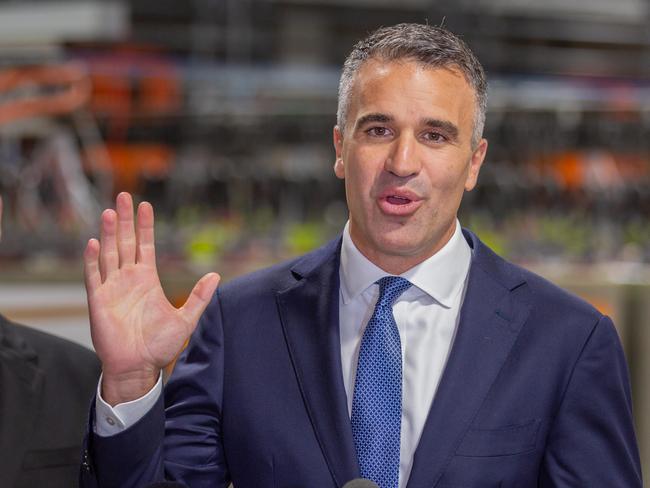 Premier Peter Malinauskas at the new Pacific Marine Batteries factory at Osborne. Pictured on March 10th 2023. Picture: Ben Clark