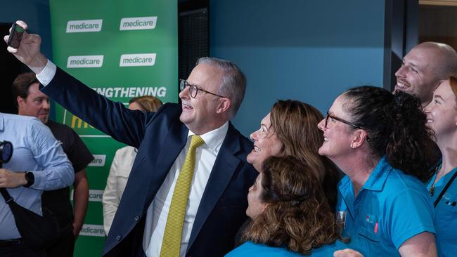 NCA 2025 FEDERAL ELECTION Labor BUS. DAY 6 03/04/2025 Prime Minister Anthony Albanese on the campaign trail In NSW.Prime Minister Anthony Albanese visits Maitland Hospital in the Hunter region with Minister Mark Butler, Member for Paterson Meryl Swanson, and Dr. Thiha Kyaw. The visit about plans for a Medicare Urgent Care Clinic in Maitland.Picture: Jason Edwards / NewsWire