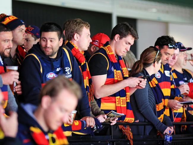 Crows and Tigers fans at the Melbourne Cricket Ground. Picture: Mark Stewart