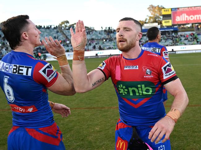 NRL 2023 RD22 CANBERRA RAIDERS V NEWCASTLE KNIGHTS - JACKSON HASTINGS TYSON GAMBLE