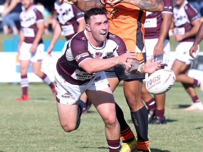 Jordan Scott in action for Burleigh against his future Southport teammates. 16 April 2023 Southport Picture by Richard Gosling