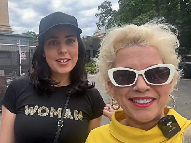 Moira Deeming with UK far-right activist Kellie-Jay Keen at the rally. Picture: YouTube