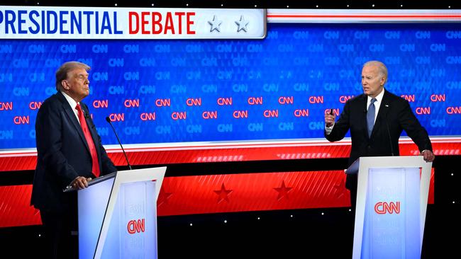 The two candidates face off in a debate that was hard to watch at times. Picture: AFP
