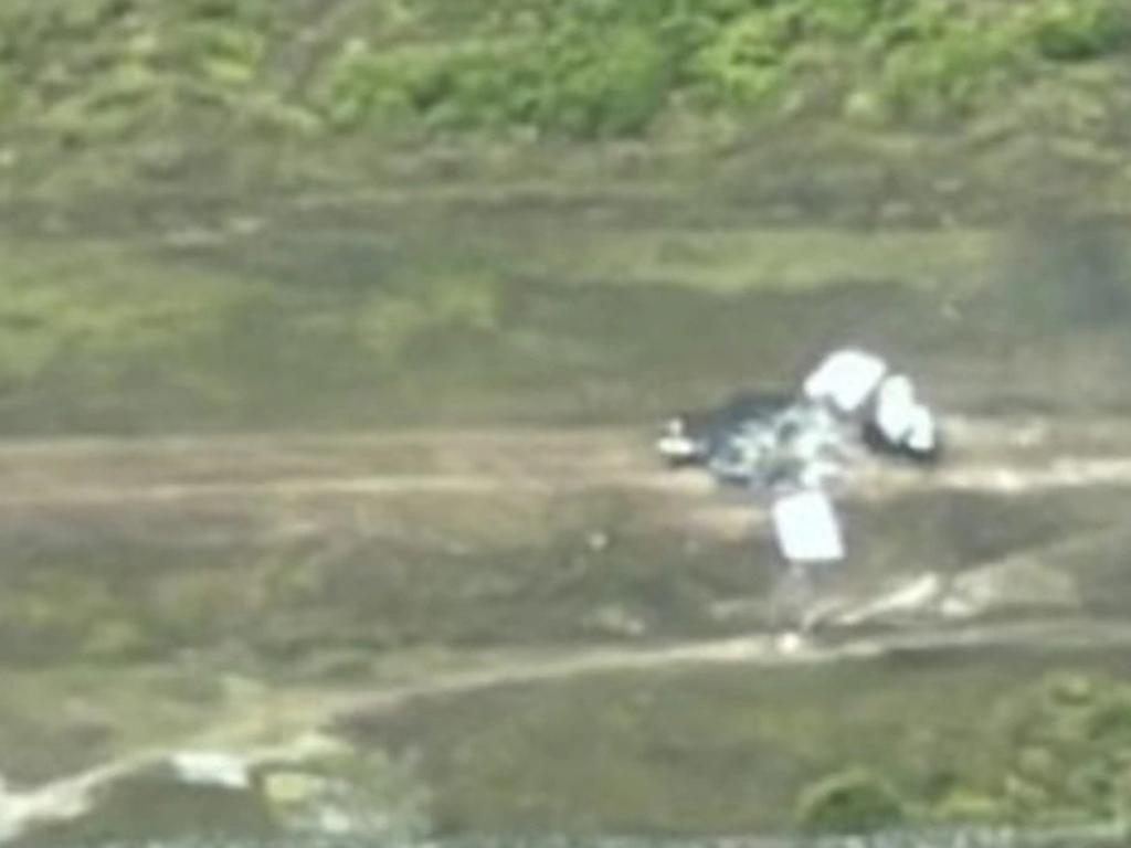 An image reportedly of the wreckage of the plane in West Papua. Picture: Twitter/PARTAISOCMED