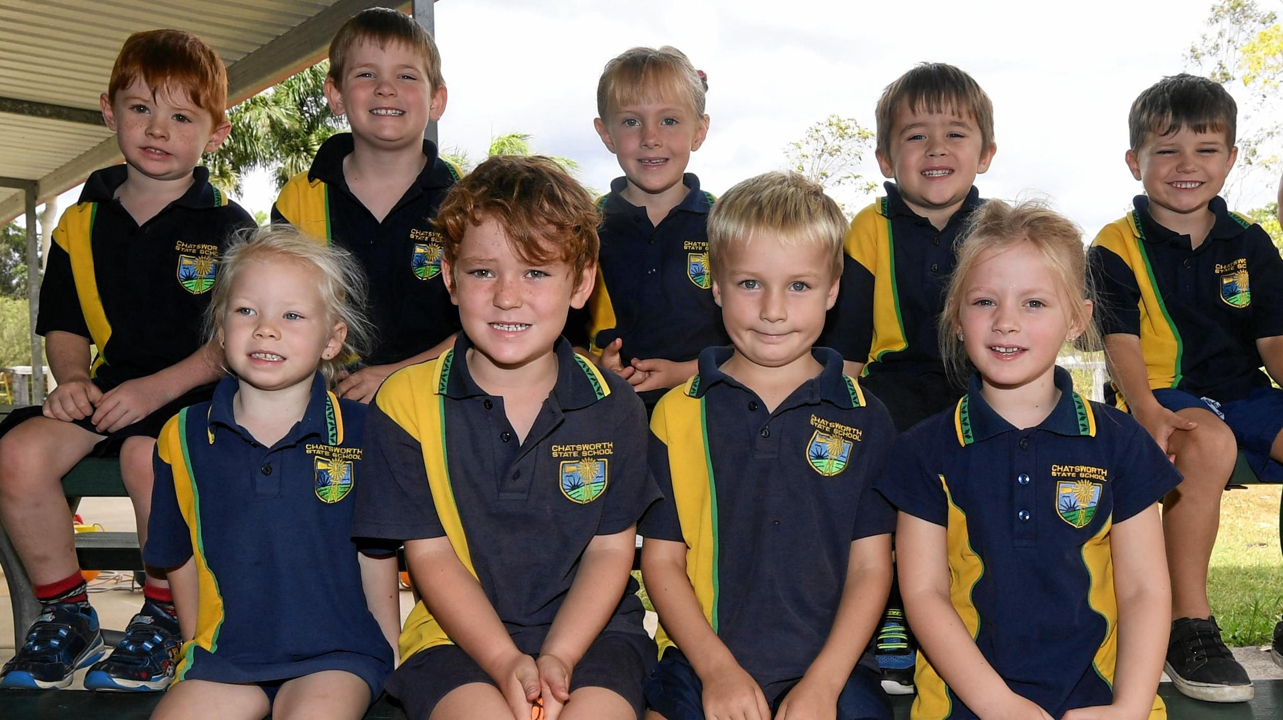 Chatsworth State School - Back Row From Left Angus Monk, Ethan Atkinson, Asha Mackenzie, Caleb Houweling, Harry Hesketh Front row From Left Willow Billiau, Benjamin Maier, Xavier Morrison, Crystal Euler,. Picture: Troy Jegers
