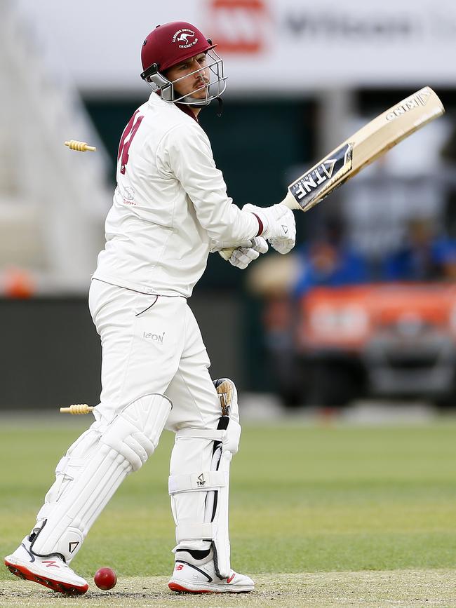 CT Clarence v Lindisfarne at Blundstone. Sam Rainbird of Clarence bowled out. Picture: MATT THOMPSON