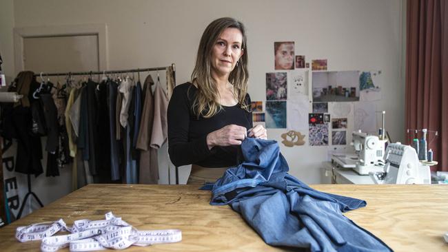 Costume designer Harriet Oxley in her home studio in Melbourne. Picture: Aaron Francis