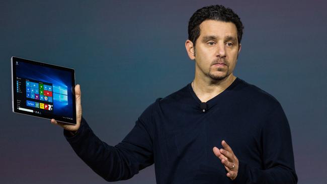 Tablet or laptop ... Microsoft corporate vice-president Panos Panay introduces the Microsoft Surface Pro 4. Picture: Andrew Burton/Getty Images