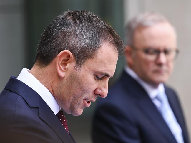 CANBERRA, AUSTRALIA - FEBRUARY 28:  Prime Minister Anthony Albanese and Treasurer Jim Chalmers hold a press conference at Parliament house in Canberra. Picture: NCA NewsWire / Martin Ollman