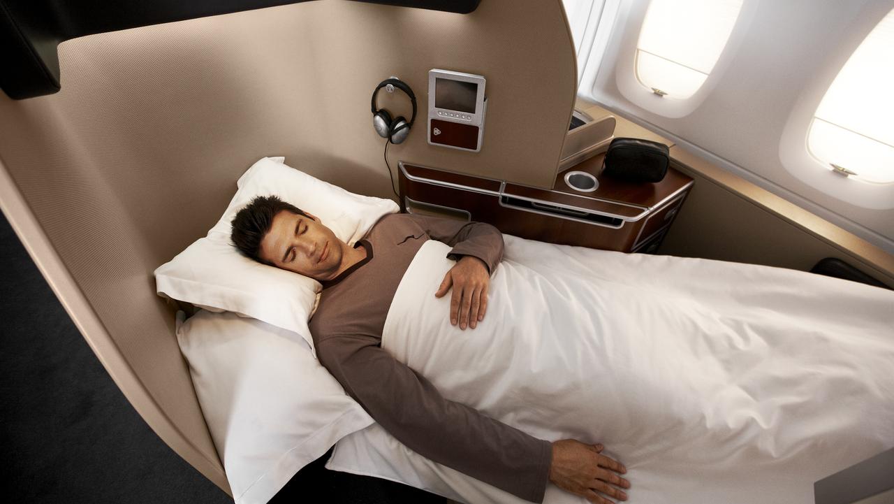Supplied Travel QANTAS FIRST CLASS Sleeping in the Skybed of the First Class pod on board the Qantas A380