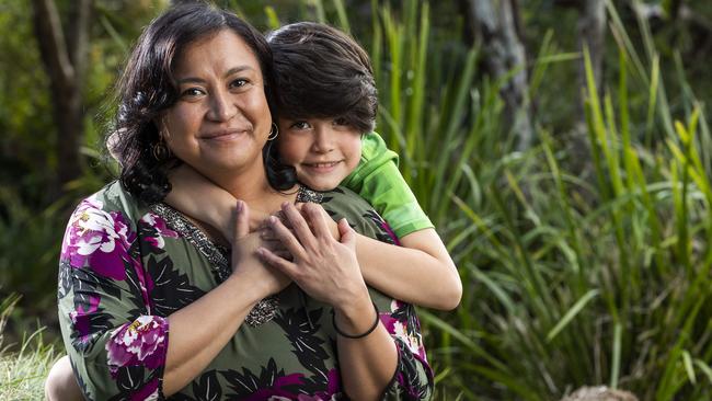 Carmen Torraca, pictured with son Jarrah, 7, uses her credit card carefully. Picture: Lachie Millard