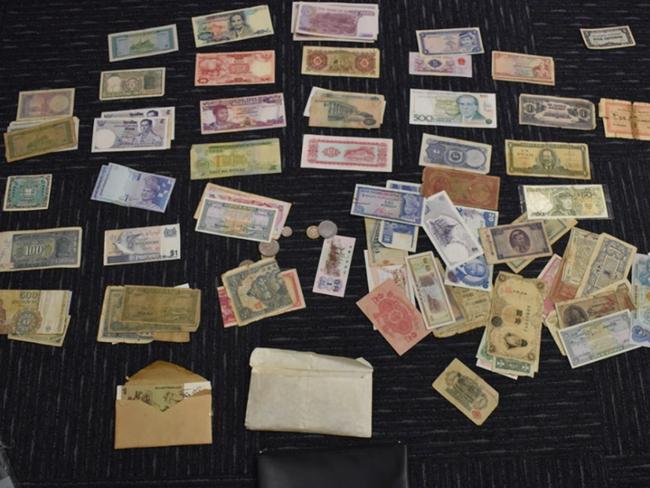 Collectable stamps and currency recovered after police raids in Casey this month.