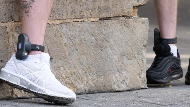 Ankle bracelets for electronic monitoring by police are seen outside a courthouse. Picture: NCA NewsWire / Morgan Sette