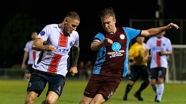 Gold Coast Premier League action between Nerang and Coomera. Picture: Kris Matthews/KMP Sports Images