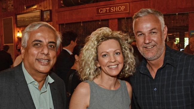 Mayoor Thakerin, Emma Ridings and Luke Altschwager at Future Gold Coast lunch at Outback Spectacular, Oxenford.  Picture: Regina King (copyright restrictions apply 07 55322193). "FEES APPLY, ONE TIME USE, NO ON-SELL OR ON-PASS". Pic for Peter and Regina Column The Inside Word GC Bulletin ONE TIME USE ONLY. Please call for permission to use.