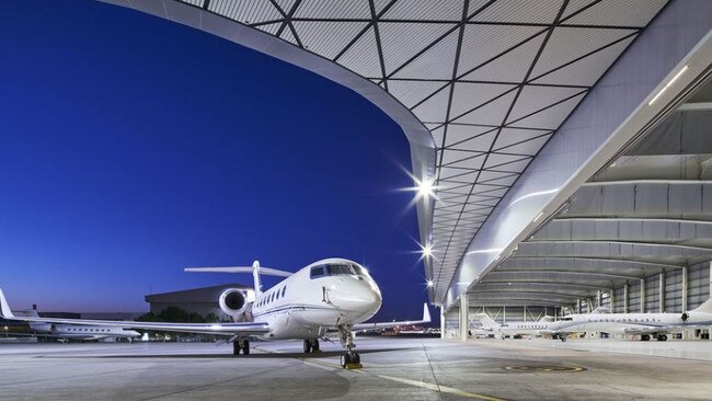 The Melbourne Jet Base at Melbourne Airport, that billionaires fly into. Picture: Jet Base