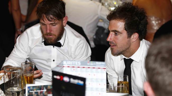 Dane Swan suggests a drinking game to keep players entertained. Picture: Michael Klein