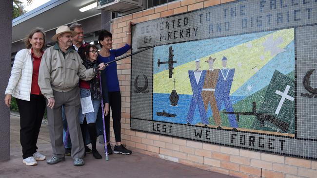 Mackay War Memorial Pool Community Action Group committee members (from left): Carol Single, Jane Conlon, Sue Willett, Graham Townsend and VC recipient Keith Payne (front) at the Memorial Swimming Centre which has just received state heritage listing. Picture: Heidi Petith