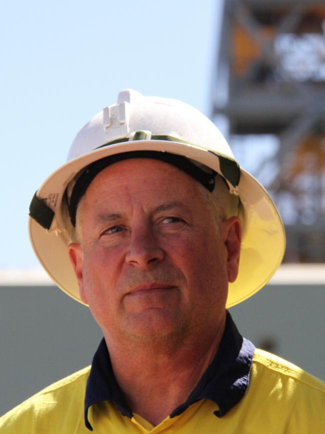 Tanami expansion two project director Leigh Cox in front of the lifts. Picture: Gera Kazakov