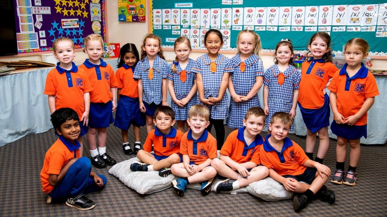 My First Year 2022: Gabbinbar State School Prep W. Student names (not in order) Sriya, Audrey, Zahlea, Eva, Nathaniel, Evie, Patrick, Avianah, Jacob, Nellie, Annabelle, Aydin, Ruby, Hunter, Skye. March 2022 Picture: Bev Lacey