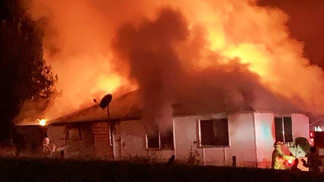 Despite the best efforts of crews from the Rural Fire Service and Fire and Rescue NSW, a home in a Northern Rivers village burned to the ground overnight. Picture: Richmond River independent