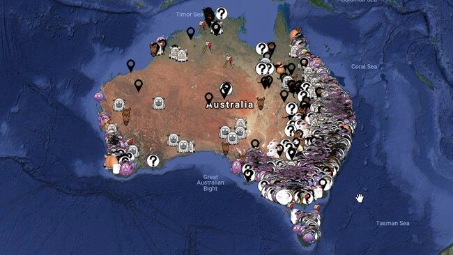 Controversial: Animal activist group Aussie Farms uses this map to track farms.