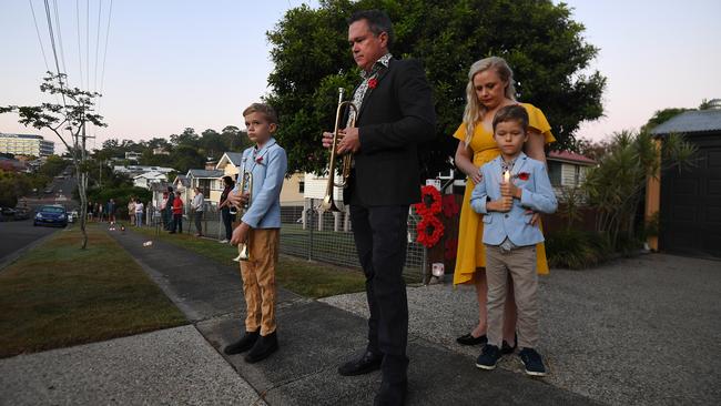 Australian commemorated Anzac Day in their driveways last year due to the pandemic. Picture: AAP Image/Dan Peled