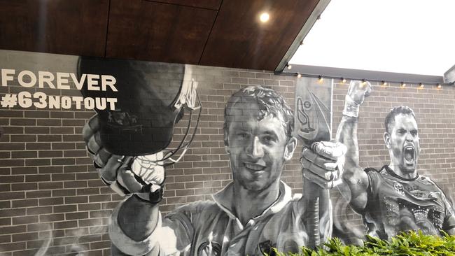 Macksville Hotel mural of Phillip Hughes and Greg Inglis