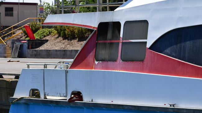 SeaLink Northern Territory vessel, the Tiwi Mantawi, docked at the Frances Bay Mooring, commonly called the Duck Pond, following a mechanical issue blaze on Friday August 16.