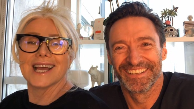 Deborra-lee Furness and Hugh Jackman speak at the Arts Gala 2021.