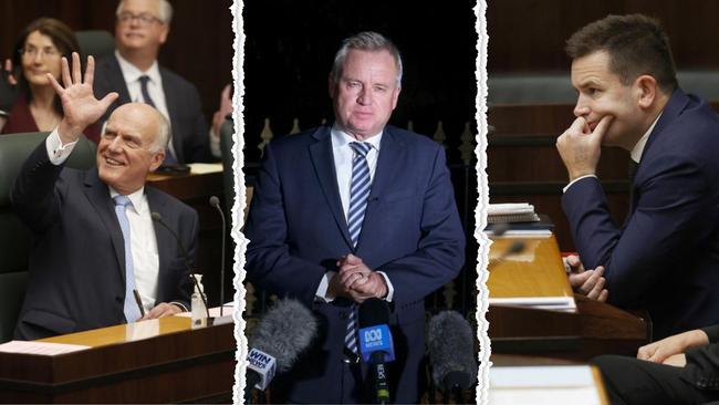 Eric Abetz, Jeremy Rockliff and Dean Winter after the no-confidence motion succeeds.