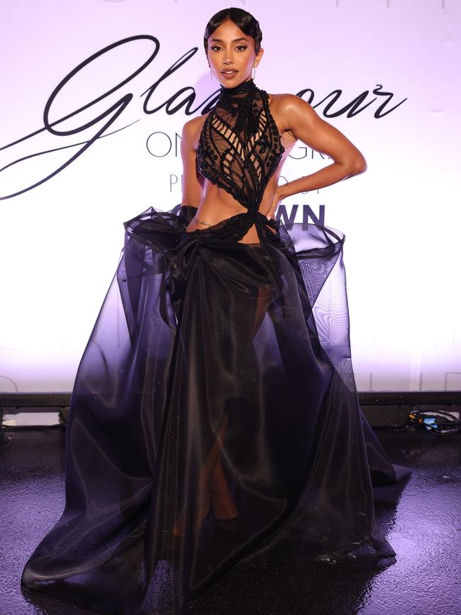 Maria Thattil went for an ‘avante garde’ custom gown. Picture: Jason Edwards