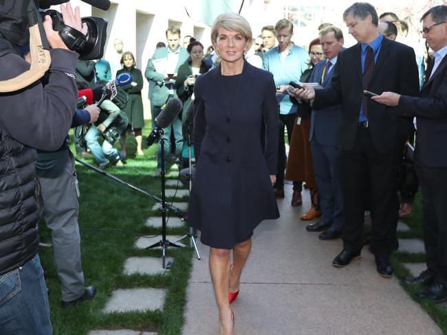 Ms Bishop congratuled her “dear friend” Malcolm Turnbull. Picture: Kym Smith