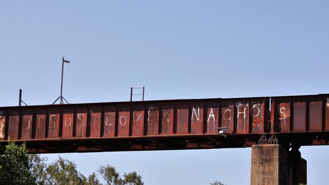 Jesus Loves Nachos graffiti in Katherine. PIC CREDIT: Toni Tapp Coutts