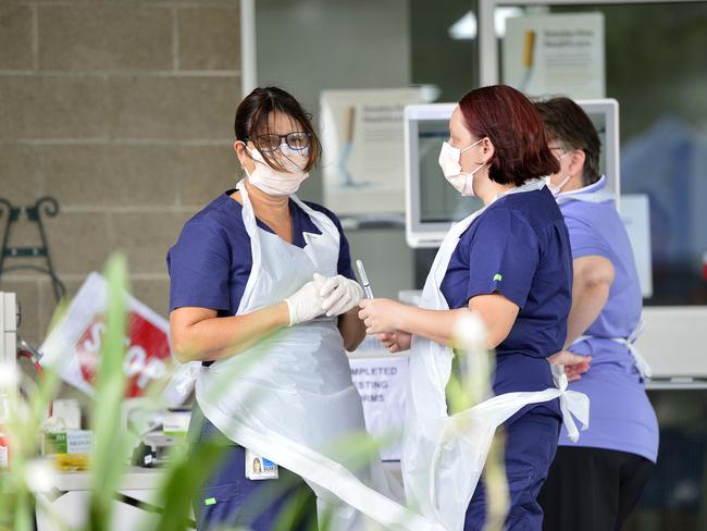 A mobile, drive through Coronavirus testing clinic has been established at Kirwan Health Campus, Townsville. PICTURE: MATT TAYLOR.