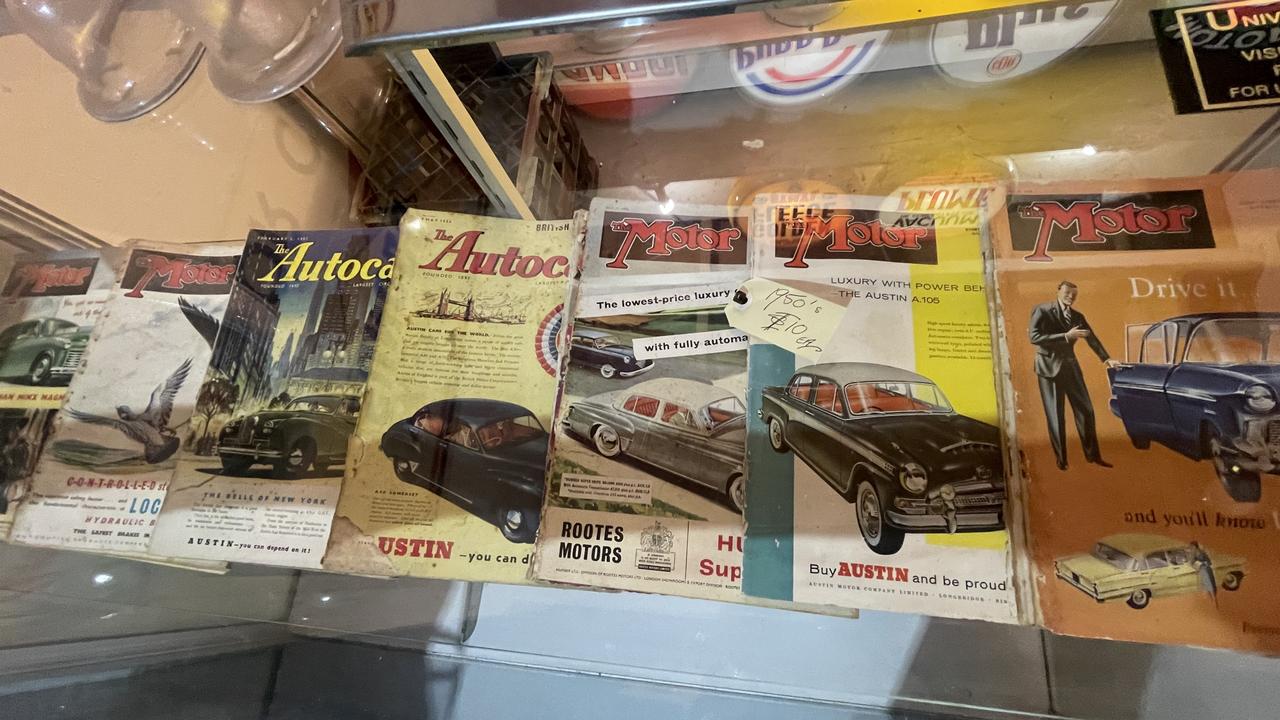 Vintage motor magazines from Roadside Relics on Brisbane Road, Gympie.