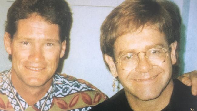 Dean Jones pictured with Elton John. Image taken from Dean Jones' autobiography