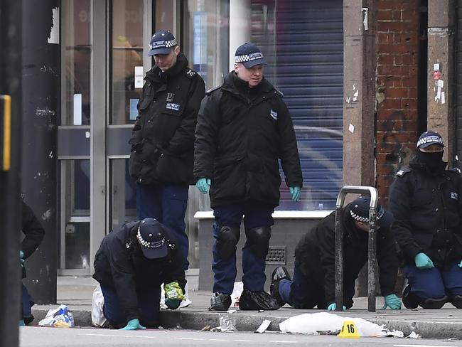 Police were back at the scene on Monday. Picture: AP