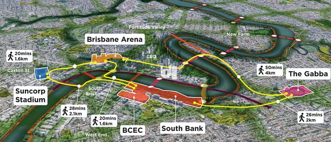 The design for Brisbane’s 9km walkway loop. Picture: LatStudios