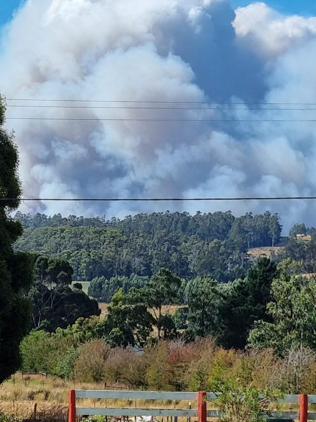 Fire in Lebrina. Picture: Helen Partridge via Facebook