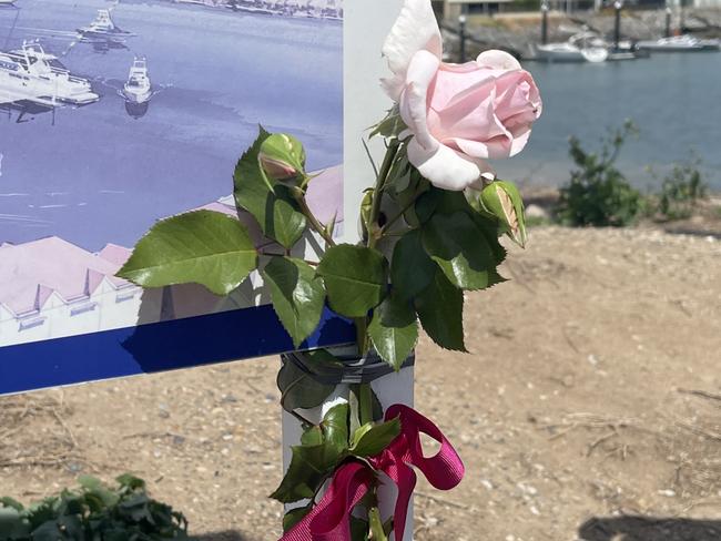 A single flower left in tribute for the man who lost his life at the North Haven boat ramp on Saturday afternoon.  Picture: , Evangeline Polymeneas