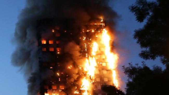 Fire engulfs Grenfell Tower, a residential tower block in West London, on June 14, 2017. Picture: AFP/Daniel LEAL-OLIVAS