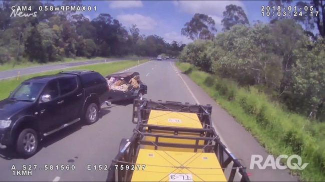 Shocking footage of roadside worker near misses