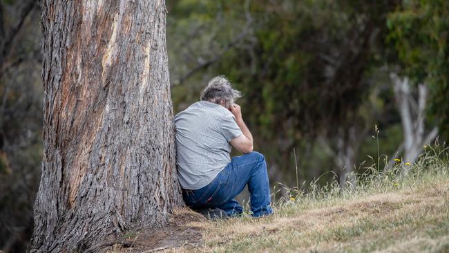 Richard Gardam mourns his grandson, Zane Mellor, at the site where the tragedy unfolded. Picture: Jason Edwards